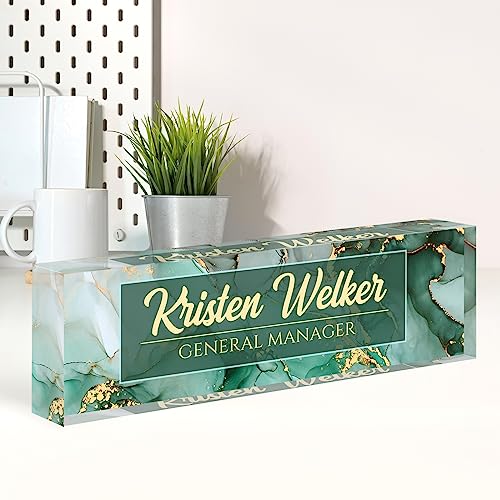 Personalized Green Coast Desk Name Plate - Acrylic Office Decor, Custom Office Gift