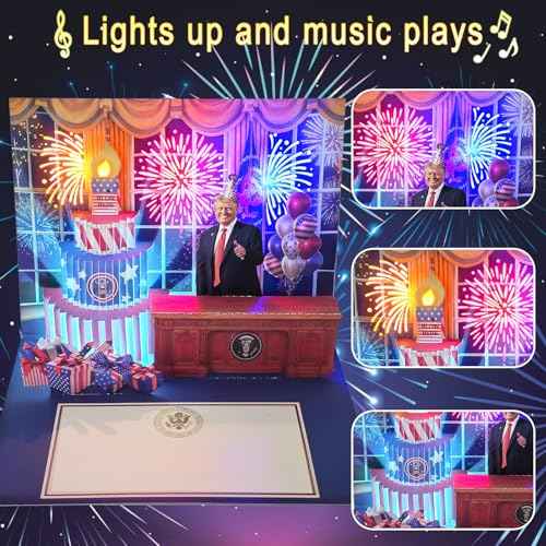 3D Pop-Up Birthday Card with Music & Light ? President¡¯s Voice Funny Greeting, Happy Birthday Song & Blow-Out Candle Effect ? Unique Gift for Him & Her