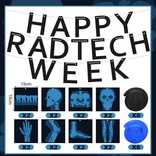 Eersida 48 Pcs X-Ray Technologist Week Including Banner Hanging Swirls Wall Decor Holiday Celebrating Events for Medical Imaging and Radiation Therapy Professionals Festival Supplies
