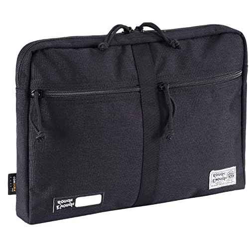 Rough Enough 13 14 Inch Laptop Sleeve Bag Tablet Carrying Case Briefcase for Travel Business with Zipper Pockets Heavy Duty Fabric Cordura Black