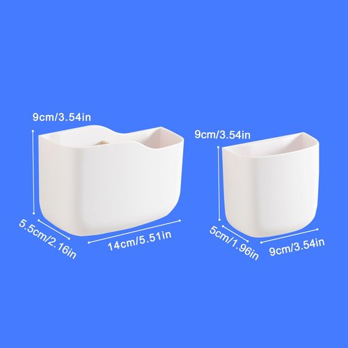 Remote Holder Wall Mount TV FAN Remote Control Holder Bedside Caddy Wall Organizer Phone Holder for Office Adhesive Media Player Controller Holder Box Tray Home Desk Nightstand White 2Big 2Small