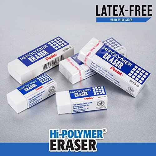 Pentel Hi-Polymer Block Eraser Small White, Pack of 4 (ZEH05BP4)