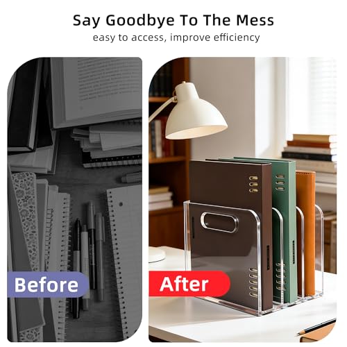 AIDIMOO B5 Clear Acrylic Magazine File Holder with 3 Compartments Desk Organizer