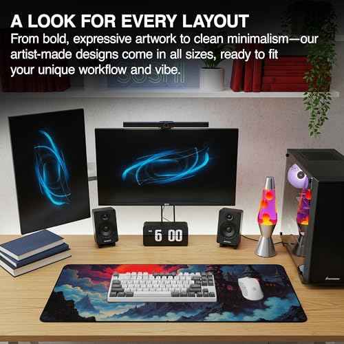 MPCO. Dark Fantasy Large Gaming Desk Pad - 36" x 17" Aeroglyde Fabric The Red Luna Desk Mats - Non-slip, Washable, Smooth Glide for Precision Gaming & Work
