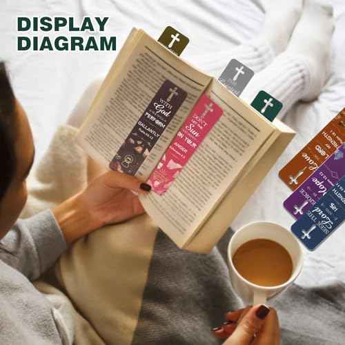 48 Pieces Bible Bookmarks with Hollow Cross Christian Scripture Bookmark, Inspirational Book Markers Religious Bookmarks Reading Scripture for Reading Lover, Men, Women, Church Gifts