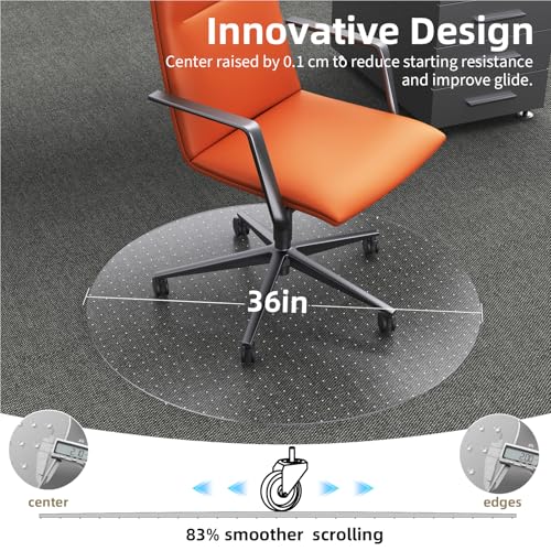 Office Chair Mat for Carpet: 36"x36" Computer Desk Floor Mat - PVC Plastic Rug Carpet Protector Mats for Gaming Chair Under Desk Pad for Rolling Chair