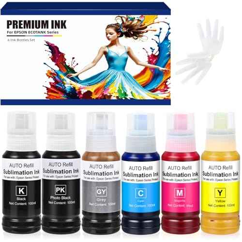 Sublimation Ink Refill Bottle Use for EcoTank Photo ET-8550, EcoTank Photo ET-8500£¨BK PBK C M Y GY, 600ml£©