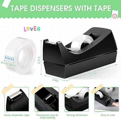 Jutom 20 Pcs Pop Dispensers Desk Staplers Tape Dispensers Pen Holder Set for Desk Office Stapler with Standard Staples Black Tape Holder Acrylic Posted Notes Holder for Office Supplies