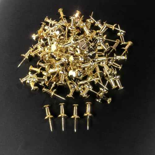 100Pcs Push Pins Gold, Stick Pins for Bulletin Board, Poster Pins, Double Headed Picture Hanging Nails, Pins for Wall £¨Gold£©