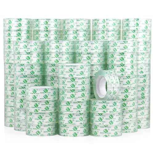 BOMEI PACK 96Rolls Crystal Clear Tape Refills for Dispenser, Bulk Transparent Office Tape for Home and School, 3/4Inch x 1000 inch