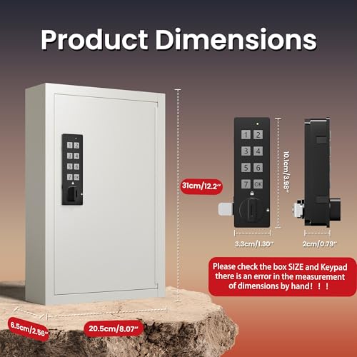 Grimtron 40-Key Beige Key Cabinet with Code Lock Box – Wall Mount Safe