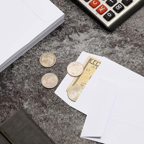 Juvale White Money Envelopes for Cash - 3.5x6.5 inch, Pack of 100, Secure Adhesive Closure