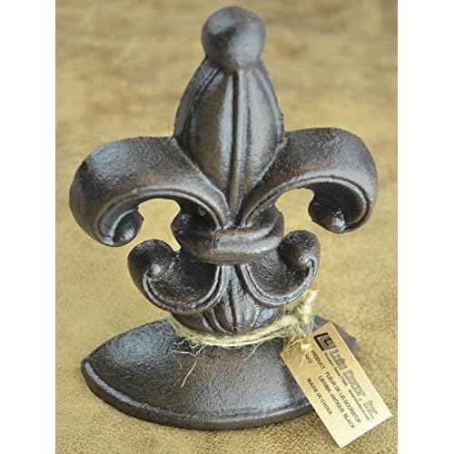 Lulu Decor, Cast Iron Fleur De Lis Door Stop, 2 Lbs, Door Stopper (Antique Black)