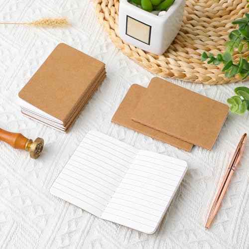 Harloon 200 Pack Pocket Notebook Softcover Mini Journals 2.5 x 4 Inches Small Notepad Mini Journal Kraft Brown Notebook Tiny Memo Notepad for Travel Diary Student Kid Office School, 24 Sheets/Pack