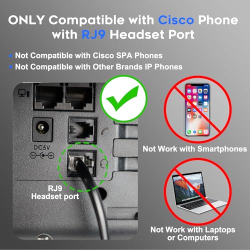 MKJ RJ9 Headset with Microphone, Noise Cancelling Wired VoIP Headphone for Call Center, Office Headset Compatible with Cisco Phone 7841 7861 7942G 7961G 7962G 7971G 7975G 8841 9951 9971