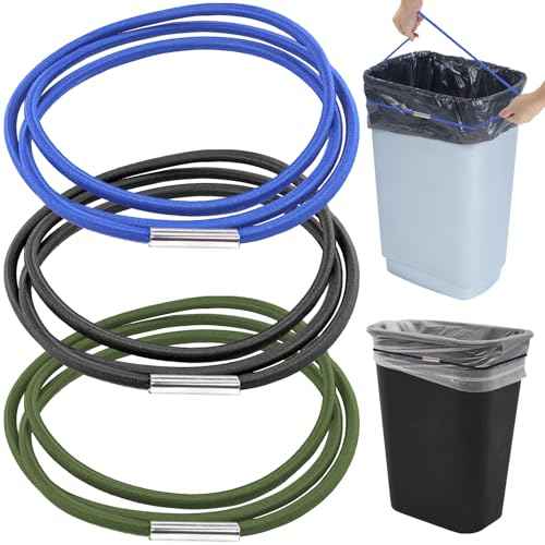 Trash Can Rubber Bands Set of 3,Garbage Can Bands Elastic for 13 to 30 Gallon Garbage Cans,Elastic Rubber Band,Stretch Trash Bag Band for Kitchen Office School(Black Blue Green)