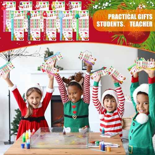 100 Sets Christmas Bulk Gift Cartoon Pens With Greeting Card - Xmas Ballpoint Pens for Party, School, Office Supplies - Creative Novelty Merry Christmas Card