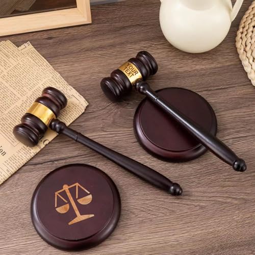 Personalized Wooden Gavel and Sound Block Set - Custom Engraved Judge Lawyer Gift