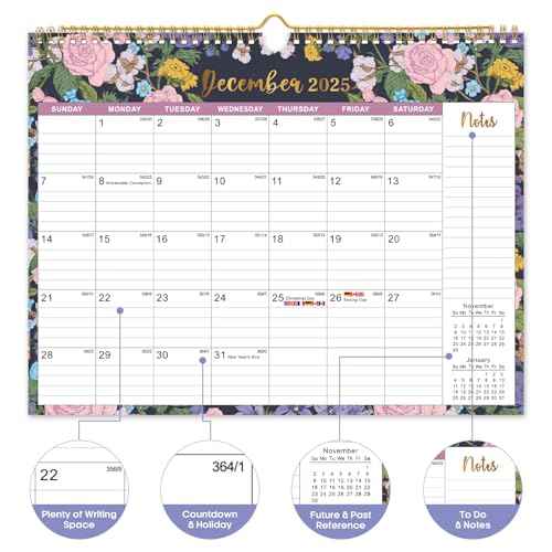 2026 Calendar, 21-Month Calendar from October 2025 to June 2027, 11.5" x 14.7", Spiral Binding Hanging Monthly Wall Calendar, Perfect for Home or Office,Midnight Garden