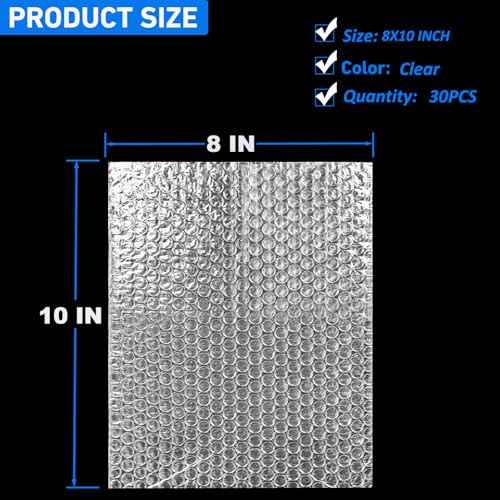 Bubble Pouches Wrap Bag 8 Inch x 10 Inch,30 Pcs Double Wall Thickening Shockproof Bubble Bags, Clear Bubble Out Bags Protective Bubble Pouch, Cushioning Bags for Moving, Shipping and Packing
