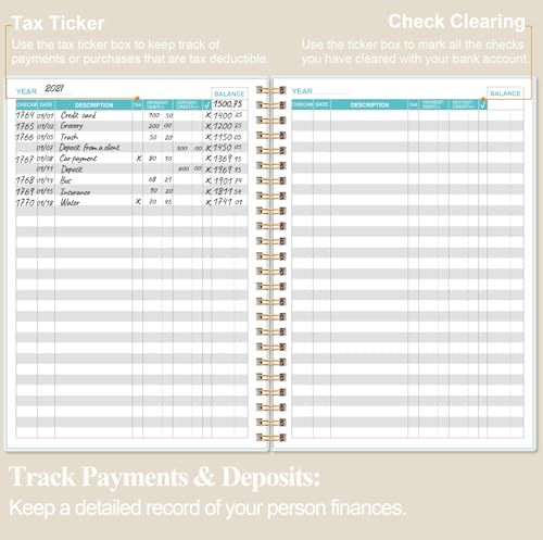 A5 Check Register Notepad Beige, 3480 Entries Personal & Small Business Ledger