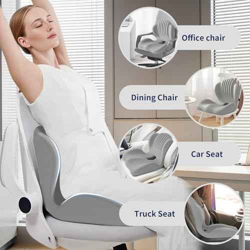 Lotarrotta Ergonomic Seat Cushion with Lumbar Support, Multi - Purpose Orthopedic Seat Pillow for Office Chair, Car, Dining Chair, Truck, Relief for Back, Hip, Leg Pain