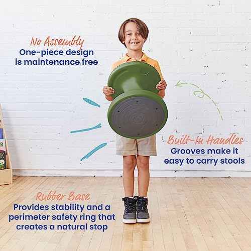 ECR4Kids Twist Wobble Stool, 14in Seat Height, Active Seating, Hunter Green