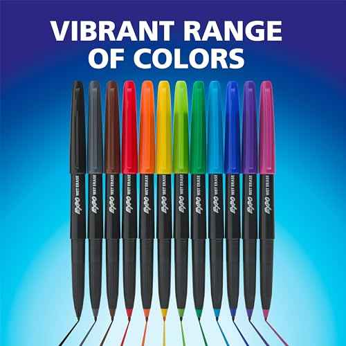 EXPO Wet Erase Markers, Semi-Permanent Markers, Assorted, Ultra Fine Tip, 12 Count