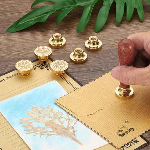 PATIKIL Alphabet Wax Seal Stamp Kit, 26 Letters A-Z Sealing Wax Stamp with 2pcs Wooden Handles, Gift Box Letter Initial Brass Head Vintage, Style 2