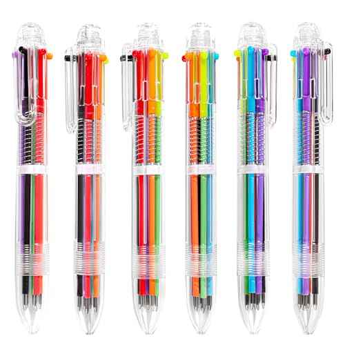 30 PCS 6-in-1 Multicolor Ballpoint Pens 0.5mm Party Favors 6 Colors Retractable Multicolor Pen for Office School Supplies Kids Students Children Birthday Party Favors Gifts Fun Pens (30)