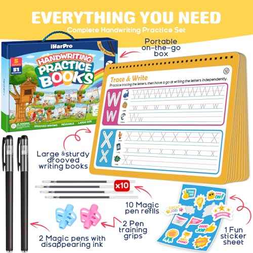 Magic Grooved Writing Practice for Kids, Reusable Grooved Handwriting Practice Workbook Ages 3-8, Large 11.2"x7.5" Preschool Learning Activities Tracing Books, Kindergarten Educational Toys for 5-7