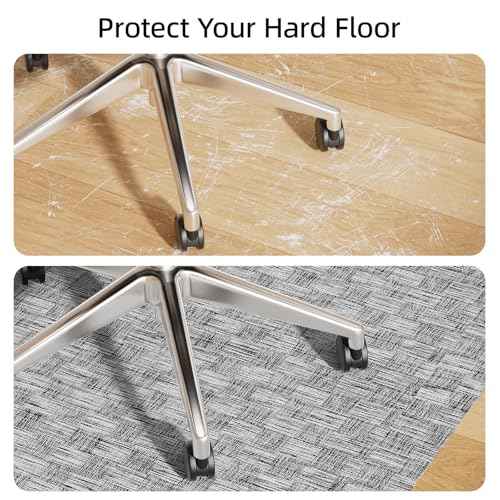 Yecaye Office Chair Mat for Hardwood Floor,30" x 48" Under Computer Desk Floor Protects for Rolling Chair,Non Slip PVC Woven Gaming Chair Mat,Not for Carpet (Lightgrey, 30" x 48")