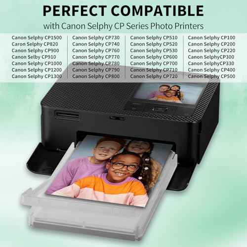 Compatible Canon Selphy CP1500 Ink and Paper KP-108IN KP108 3 Color Ink Cartridges and 108 Sheets 4x6 Photo Paper Glossy for Canon Selphy CP1500, CP1300, CP1200, CP1000, Compact Photo Printers