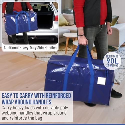 Heavy Duty Moving Bags 6 Pack, 90L Extra Large Storage with Zipper &