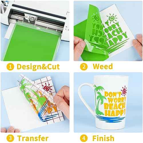 LYA Vinyl 130 Pack Permanent Vinyl - 12 "x12 Self Adhesive Vinyl Sheets£¬120 Sheets & 10 Transfer Tape Sheets for Cutting Machines and Decor Sticker