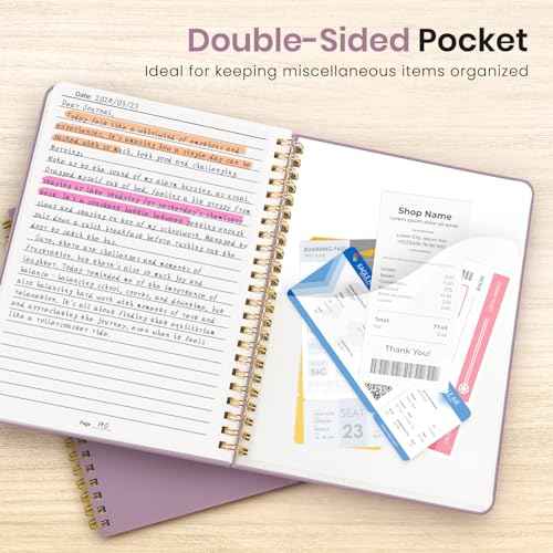 Lined Spiral Journal Notebook for Women, 6 Pack, A5 College Ruled Journals for Writing, Hardcover Notebooks for Work, Note taking and Office School Supplies,140 Pages, 6 Pcs - Multi