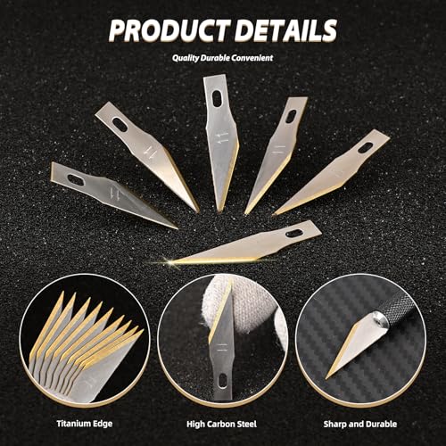 20 Pack Titanium Coated Hobby Knife Blades #11 for Crafts & Scrapbooking
