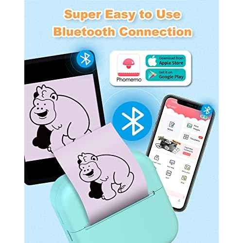 Phomemo Mini Pocket Printer- M02X Inkless Printer Blutooth Thermal Portable Sticker Printer for Study, DIY Scrapbook, Photos, Green