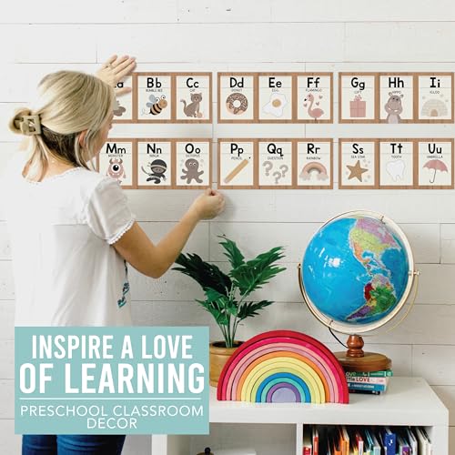 Boho Neutral Alphabet & Number Classroom Wall Decor Set - Educational Posters