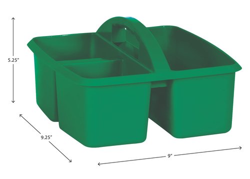 Teacher Created Resources Green Portable Plastic Storage Caddy 6-Pack for Classrooms, Kids Room, and Office Organization, 3 Compartment