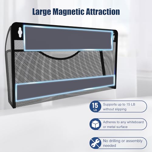 LQPAFZ 2-Pack Magnetic File Holders Black - Office & Refrigerator Organizer