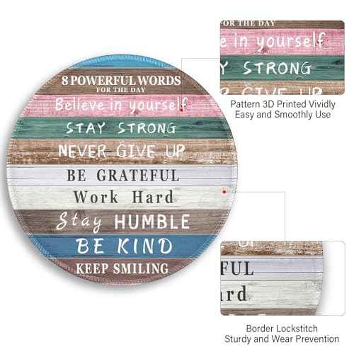 Inspirational Quote Work Mouse Pad, Positive Desk Small Round Mouse Pads, Mini Travel Mousepad for Wireless Computer Laptop, Office Desk Accessories, 8.6 x 8.6 inch