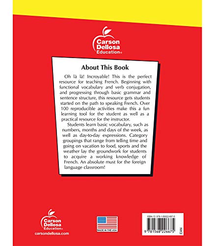 French Workbook for Middle & High School - Parts of Speech, Vocabulary & Sentence Building
