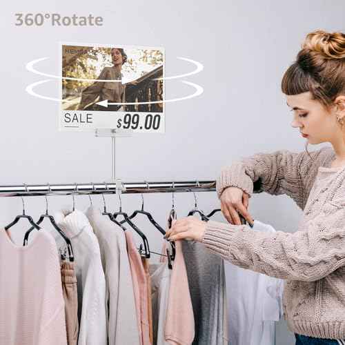 Aluminum Alloy Sign Holder Clamp with 8.5 x 11 Inch Acrylic Frame Sign Holder,Clothing Stores Card Displays (Silvery) 3 Pack