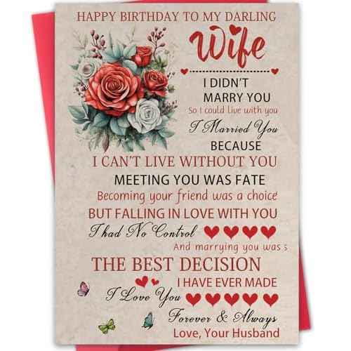 Happy Birthday To My Darling Wife,Funny Wife Birthday Card from Husband,Women Gift Ideas Decoration for Women,Bday Cards for Her With Love