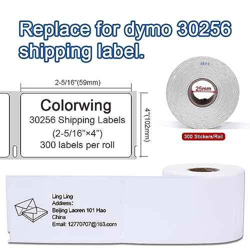 COLORWING a30256 Label Compatible with Dymo 30256 (2-5/16" x 4") LW Large White Shipping Labels 59 mm x 102 mm for Label Writer 450 Twin Turbo and Rollo Printers, 12 Rolls