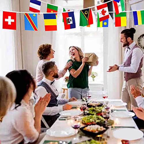 French Language Flags Banner 70 Feet with 29 Country Flags for Parties & Events