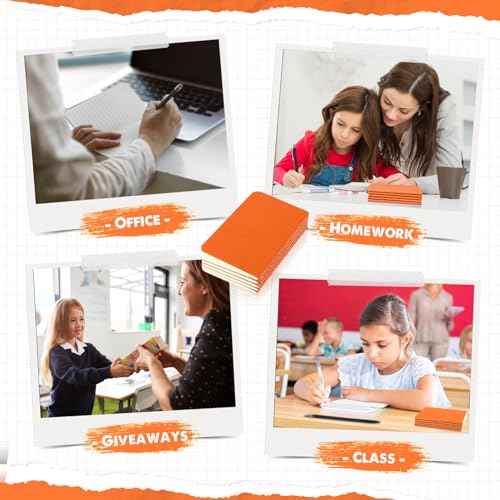Harloon 100 Pcs Mini Notebooks Bulk Small Pocket Notepad Blank Lined Wallet Memos Journal Operation Christmas Gifts for Student Staff Teacher Office Xmas Thanksgiving Favor, 4 x 2.5 Inches(Orange)