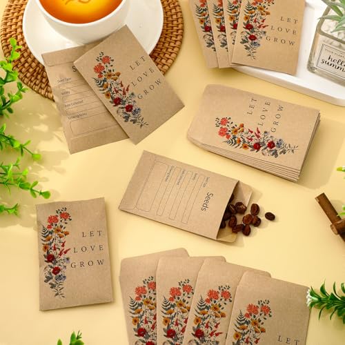 Wedding Seed Packets 100 Pcs Vintage Wildflower Favor Envelopes Self-Adhesive
