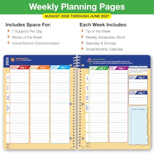 Global Datebooks 2026-2027 Elementary Student Planner 8.5x11 Earth Edition with Ruler & Stickers